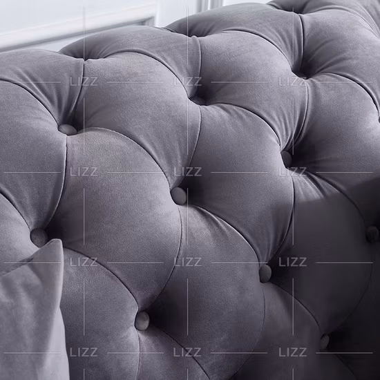 Mobiliário de sala de estar Sofá de tecido de veludo Chesterfield de luxo com pés de aço inoxidável