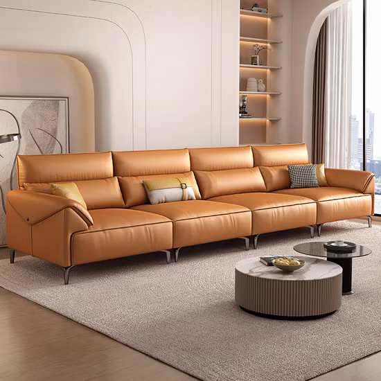 Sofá secional de couro genuíno simples e moderno para escritório em casa sofá secional para móveis de sala de estar